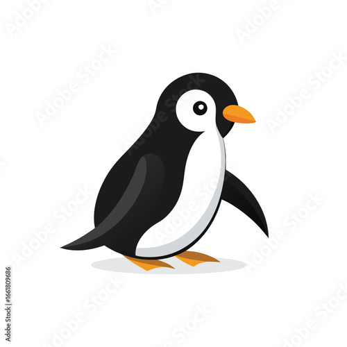Penguin walk animal flat vector illustration on white background.