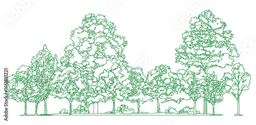 front View Vector Icons of Trees and Plants for Floor Plan and Architectural Design Projects	