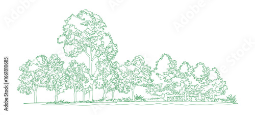 front View Vector Icons of Trees and Plants for Floor Plan and Architectural Design Projects	