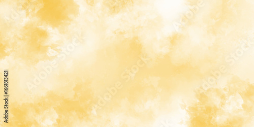 Light white and Yellow colorful clouds isolated on white background. Abstract watercolor drawing on a paper image. Yellow watercolor background for textures backgrounds and web banners .	