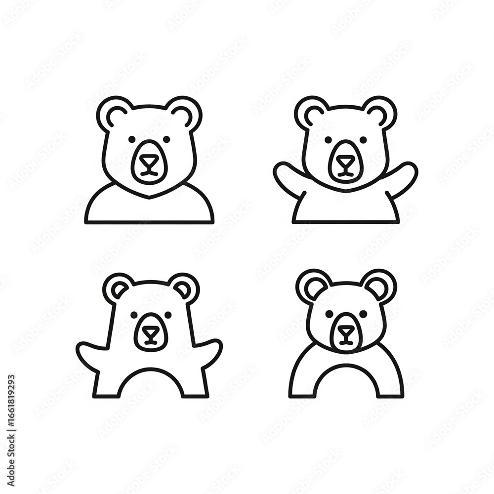 Adorable bear icons for playful designs Adorable bear icons for playful designs