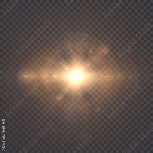 Vivid light effect with rays and glare for design and illustration.