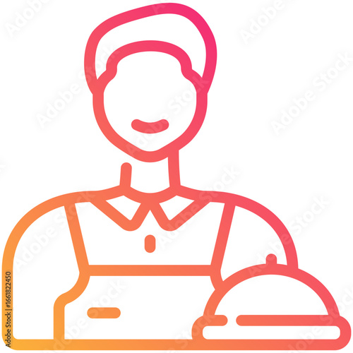 waiter gradient line icon