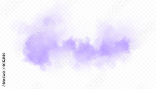 Glowing purple fog cloud with soft airy texture on transparent light background.