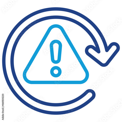 Alert Refresh Line Dual Tone Icon Design Vector - Circular arrow with warning triangle, symbolizing alert updates or system refresh notifications