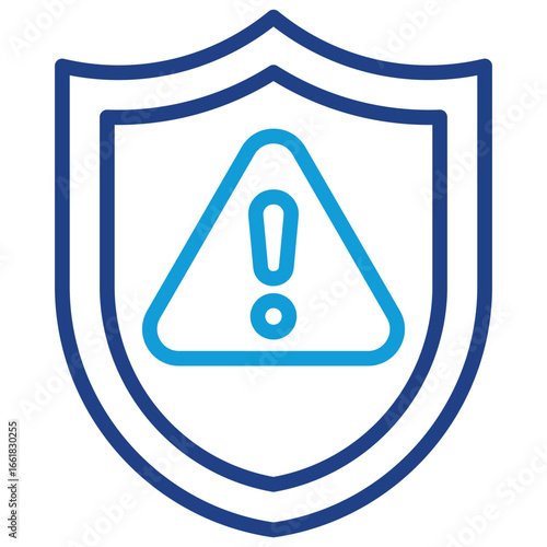 Alert Shield Line Dual Tone Icon Design Vector - shield with an exclamation mark symbolizing system alert and data security protection