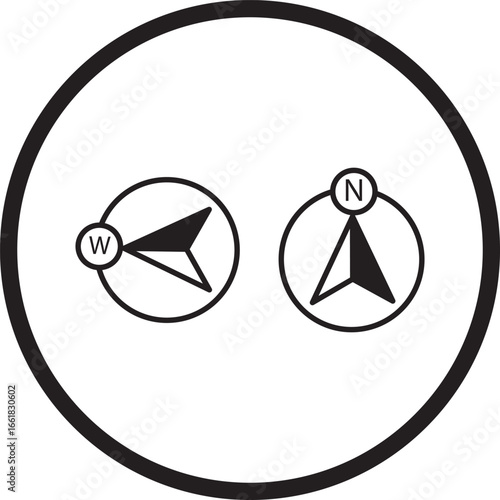 Compass icon. West, north, east, south arrow direction symbol. Sign navigation vector