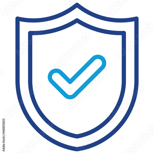 Security Badge Line Dual Tone Icon Design Vector - Shield with check mark, symbolizing safety, protection, and verified security status