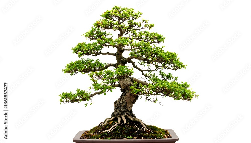 Fototapeta premium Vibrant Bonsai Tree in Potted Elegance