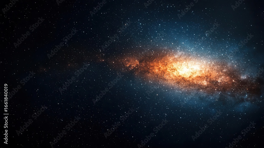 Fototapeta premium Distant galaxy as soft light cluster, minimalist astronomy theme