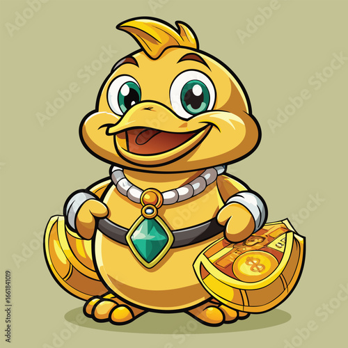 gold duck gleams proudly, showing off its shiny golden feathers