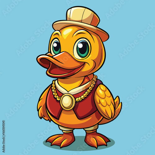 gold duck flaunts its wealth with a shiny golden body and a confident smile