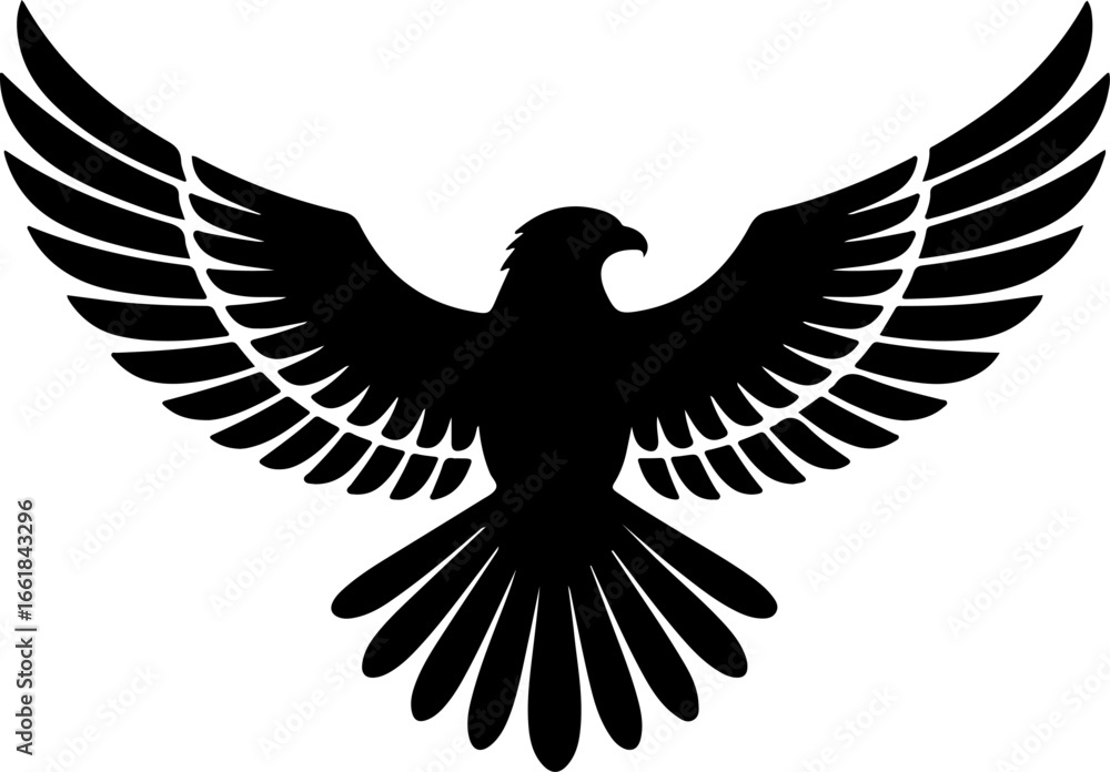 Obraz premium black silhouette illustration of a bird in symmetrical flight