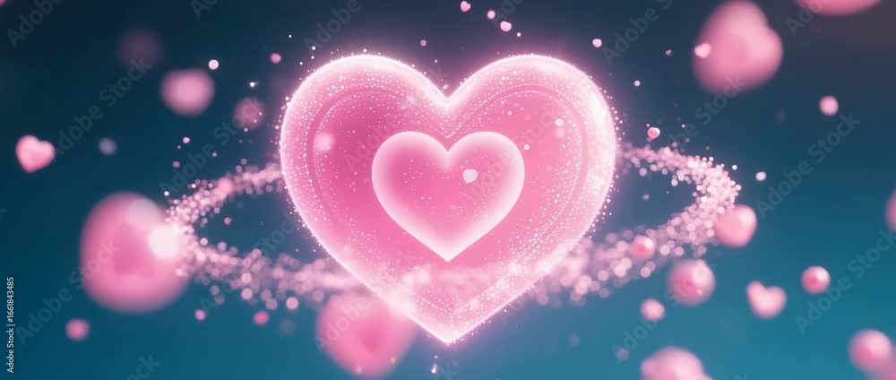 A whimsical pink heart adorned with stars is at the heart of this romantic Valentine's Day illustration