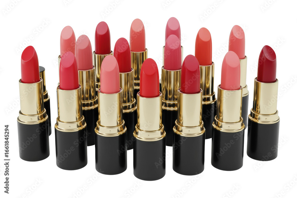 Obraz premium Lipstick selection showcase beauty store product display modern environment cosmetic trends isolated PNG