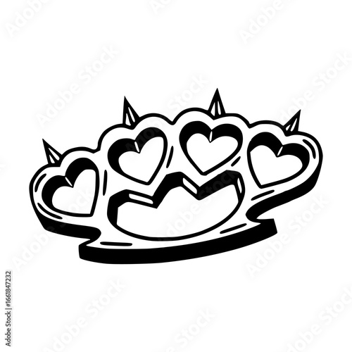 heart shaped brass knuckles vector illustration