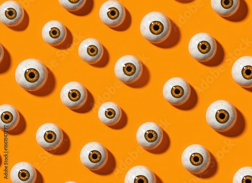 halloween eyeball pattern on orange background
