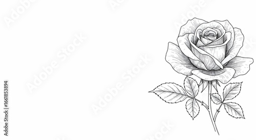 Elegant rose illustration, perfect for design projects, expressing love, beauty, and romance in art