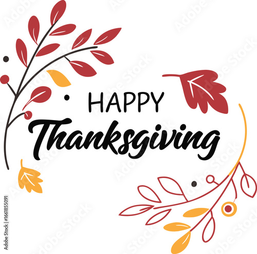 Happy Thanksgiving calligraphy text for greeting card