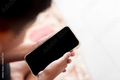 Innovative mockup app smartphone combines intelligent scrolling story and cellphone touching signs to simplify searching sharing tasks and optimize visual screen operation for mobile devices users