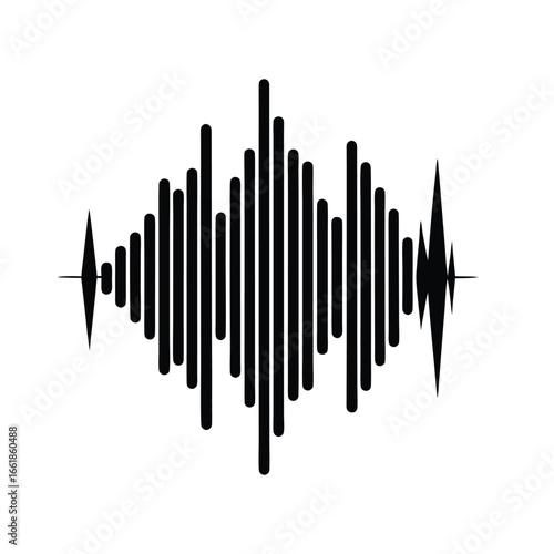 Abstract Sound Waveform: Monochrome Graphic Design Element for Music, Technology, and Audio Visuals.