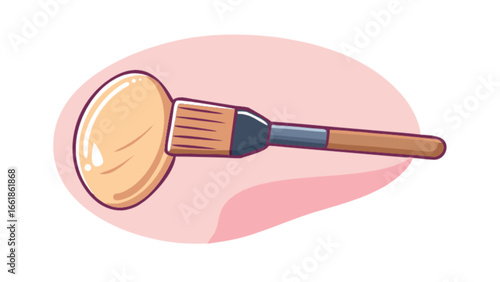 Illustration of makeup foundation with brush for beauty and cosmetic application tutorial guide