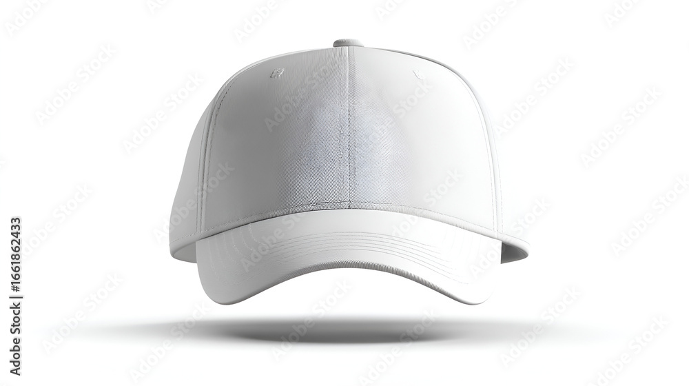Fototapeta premium White baseball cap casting a shadow on a white background