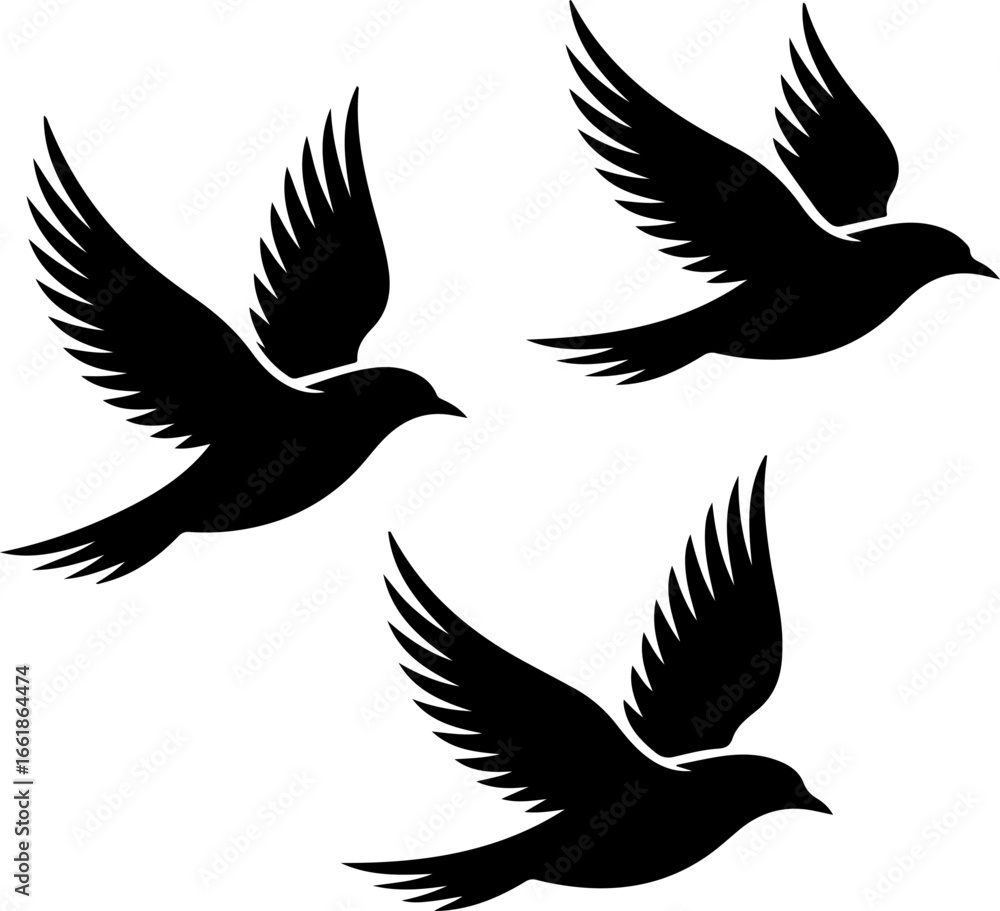 Obraz premium minimalist black and white illustration of birds in flight