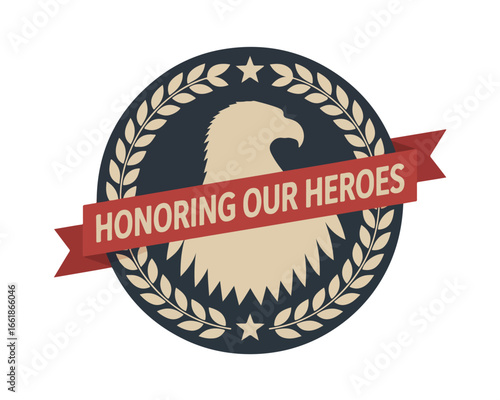 Honoring our heroes patriotic eagle emblem design