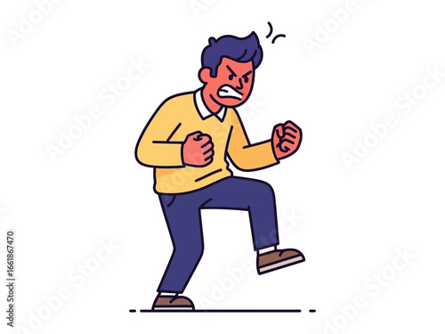 Anger in the Air: A graphic illustration captures a moment of intense frustration, where the character's body language vividly expresses rage and annoyance.