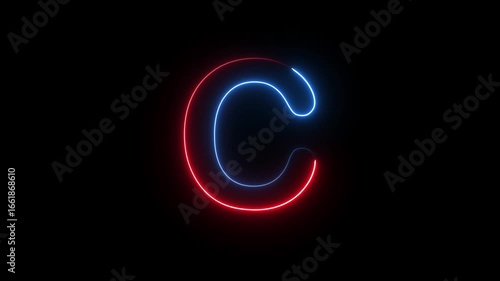 Wallpaper Mural English capital letter C text icon animation glowing neon red and blue color education alphabet footages font word template sign symbol on black background  Torontodigital.ca