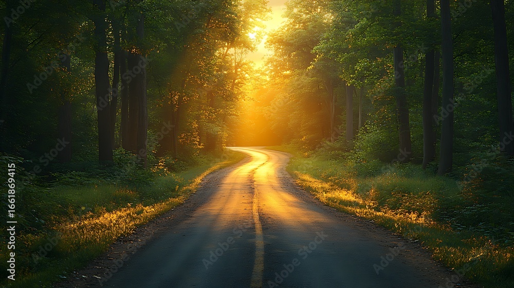 Fototapeta premium Forest road sunlight