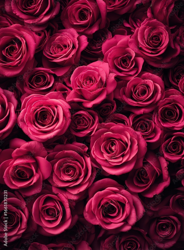 Obraz premium Close Up View Of Deep Pink Roses