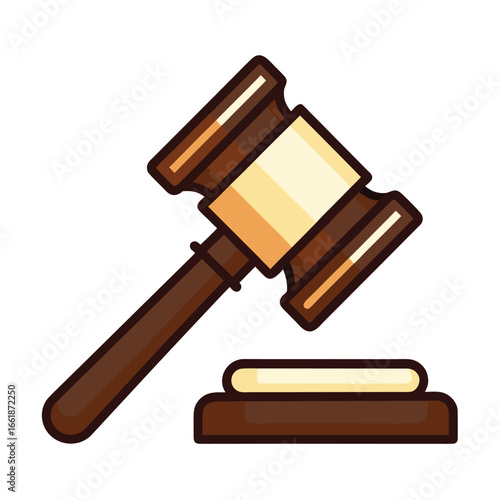 Brown wooden gavel and sounding block isolated on white background judge justice