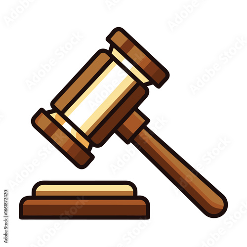 Wooden Gavel and Sounding Block Icon judge justice