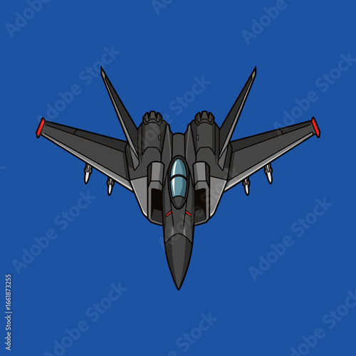 A sleek, modern fighter jet soaring through a clear blue sky, showcasing advanced aerodynamics and design