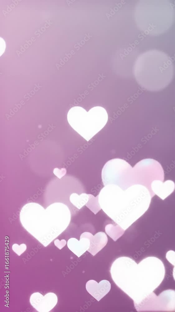 A mesmerizing, modern abstract animation video features countless luminous heart shapes in soft pink, white, and pearlescent hues, gently ascending with shallow depth of field and diffused bokeh A mesmerizing, modern abstract animation video features countless luminous heart shapes in soft pink, white, and pearlescent hues, gently ascending with shallow depth of field and diffused bokeh