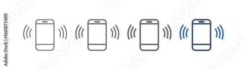 
outline icon set of mobile phone with handphone design and wifi signal