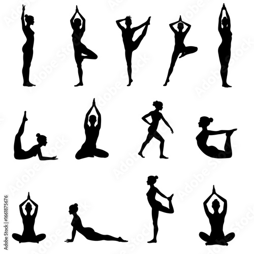 yoga silhouettes set