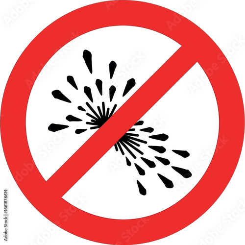 No splashing sign prohibition symbol wet area warning