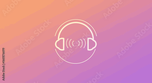 Abstract illustration of headphones with sound waves on a gradient background, suitable for music-related content