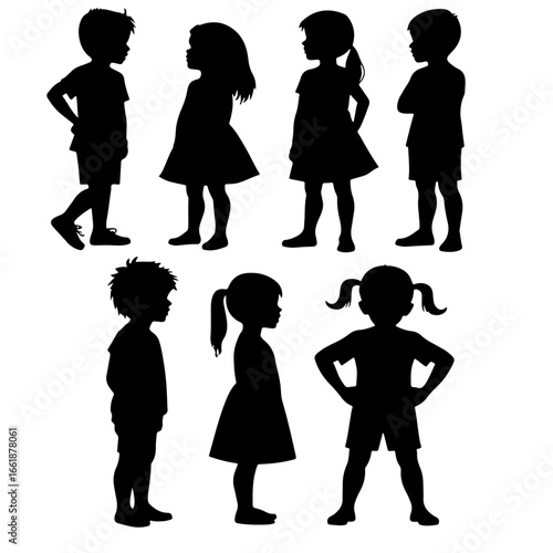 silhouettes of children