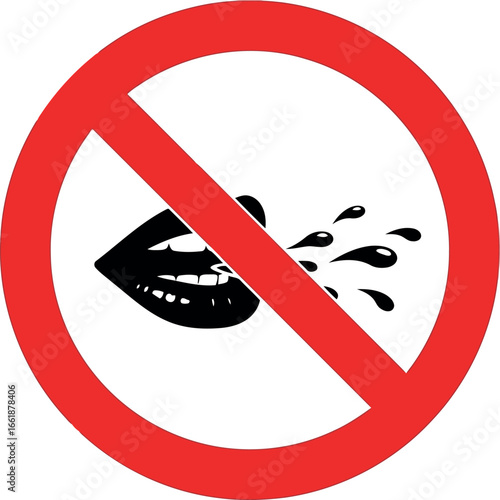 No spitting sign prohibition of saliva