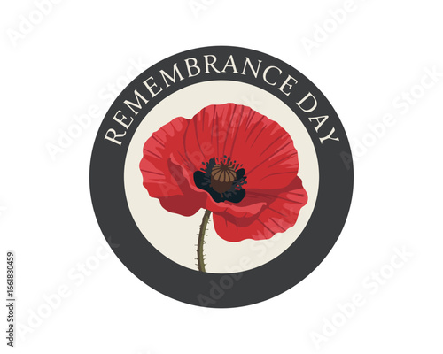 Remembrance day poppy emblem vector illustration