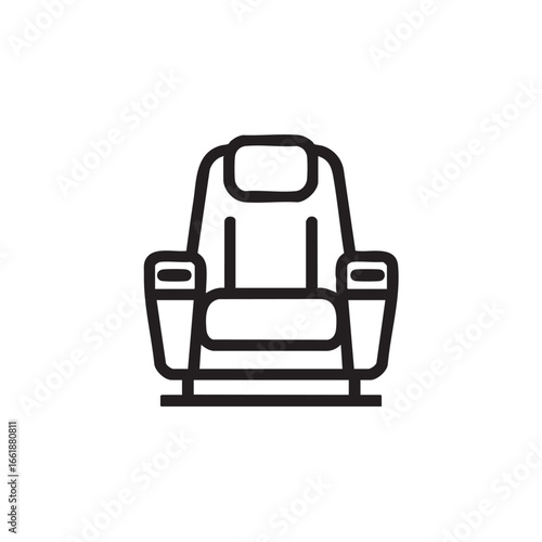 A simple line icon of a recliner or armchair.