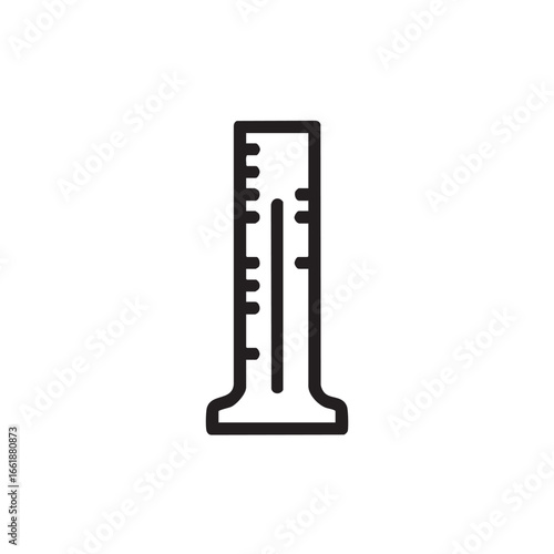 A simple line icon of a graduated cylinder.