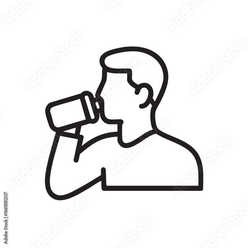 A simple line drawing of a person drinking.