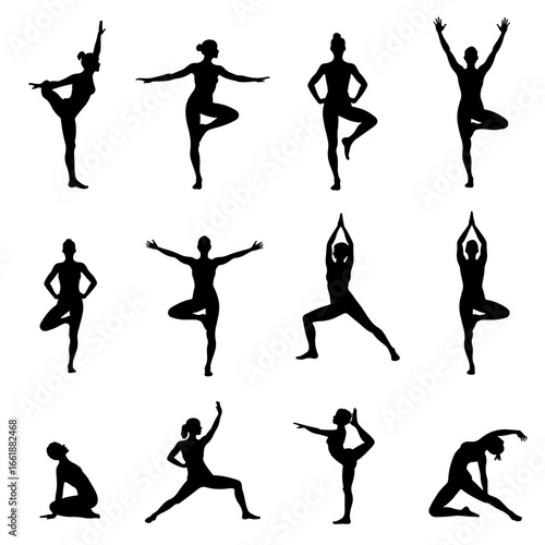 Beautiful Set of Ballet Dancer Icons Capturing Fluid Motion and Artistic Expression for Digital Design