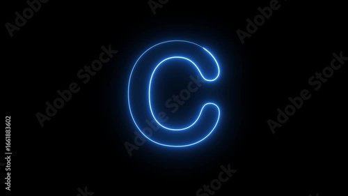 Wallpaper Mural English capital letter C text icon animation glowing neon blue color education alphabet footages font word template sign symbol on black background  Torontodigital.ca