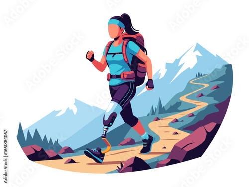 Defying Limitations: A determined hiker with a prosthetic leg fearlessly conquers the mountains, embracing adventure and the call of the wild with unwavering spirit.